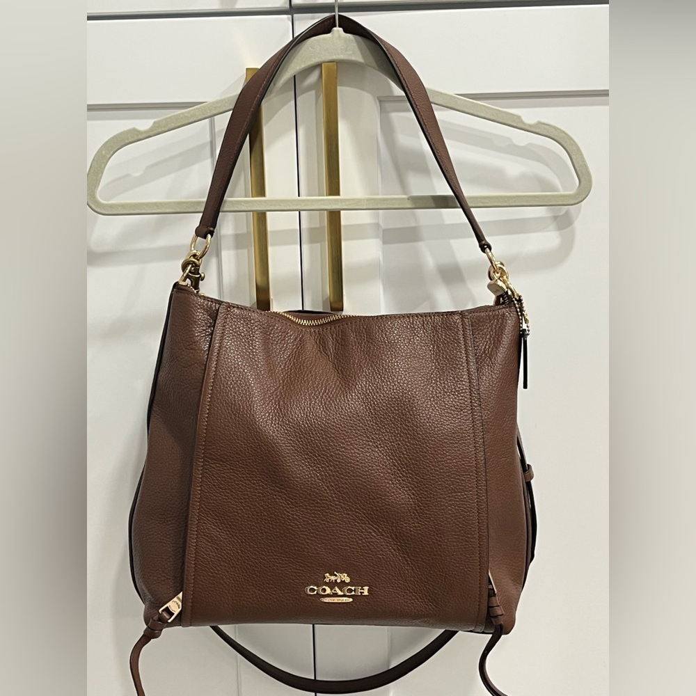 Coach Marlon brown saddle Leather Shoulder Crossbody Bag
